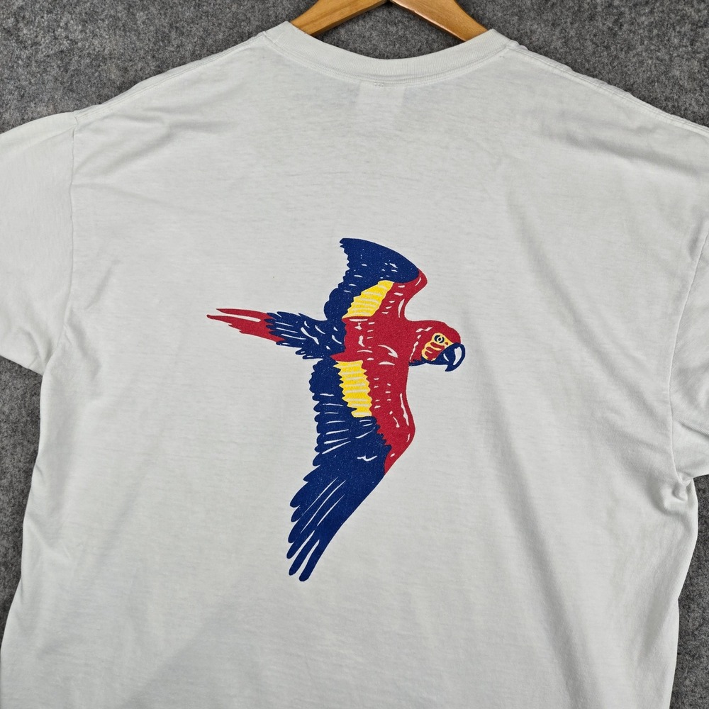 Vintage Captain Morgans Parrot Bay Shirt Mens XL White Graphic Tee 90s Y2K
